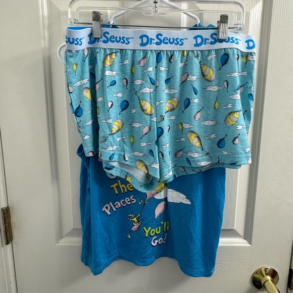 Dr. Seuss Vibrant Blue Oh the Places You’ll Go pj boxer set - Picture 1 of 7